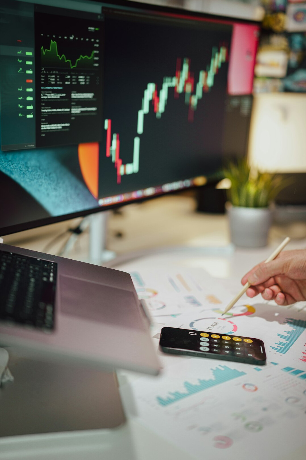 business analyst reviewing charts
